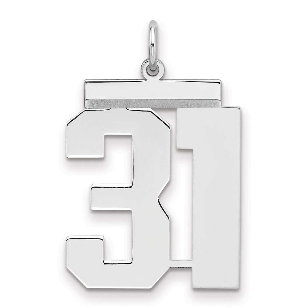 Sterling Silver/Rhodium-plated Polished Number 31 Charm - 3