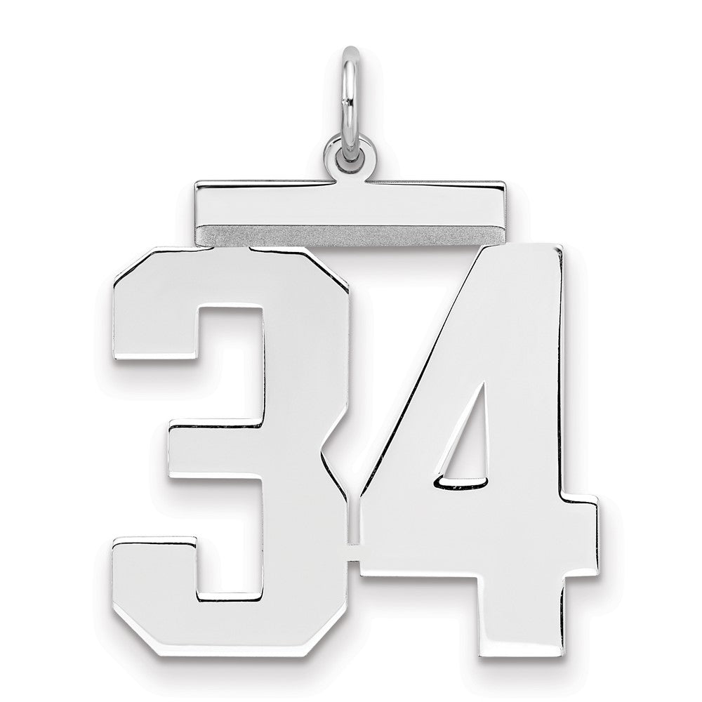 Sterling Silver/Rhodium-plated Polished Number 34 Charm - 2