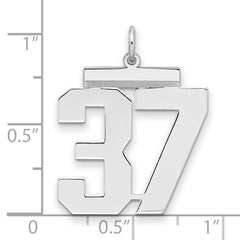 Sterling Silver/Rhodium-plated Polished Number 37 Charm