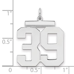 Sterling Silver/Rhodium-plated Polished Number 39 Charm - 3