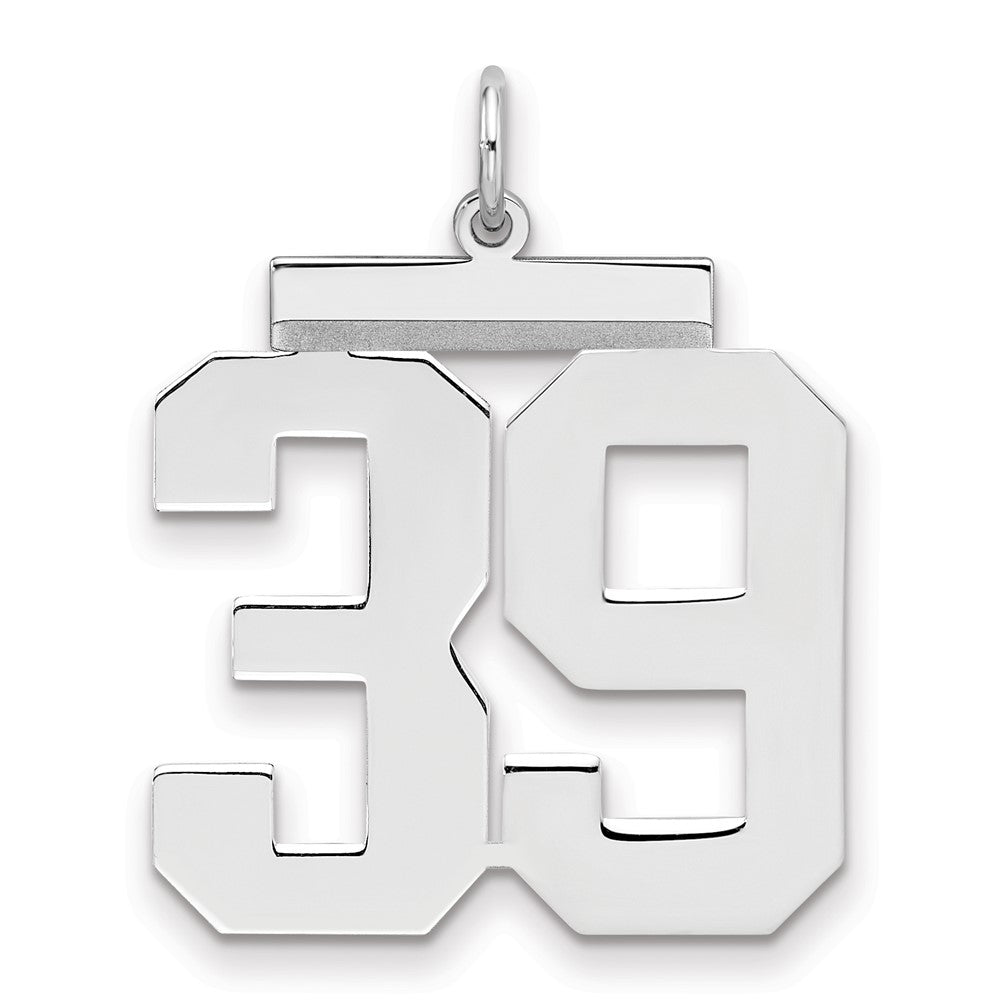 Sterling Silver/Rhodium-plated Polished Number 39 Charm - 3