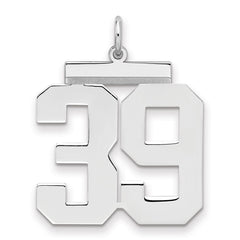 Sterling Silver/Rhodium-plated Polished Number 39 Charm - 3
