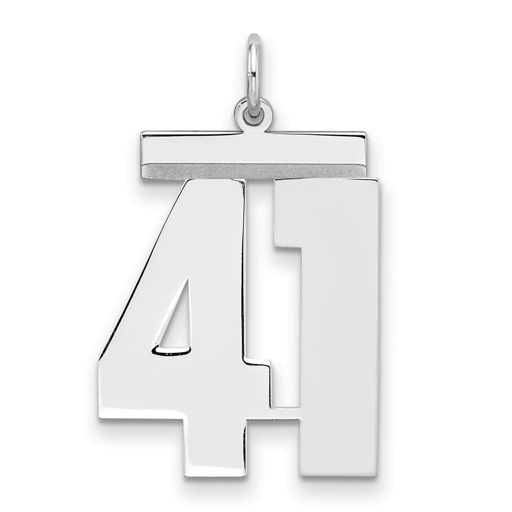 Sterling Silver/Rhodium-plated Polished Number 41 Charm - 2