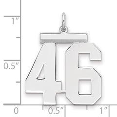 Sterling Silver/Rhodium-plated Polished Number 46 Charm - 2