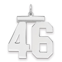 Sterling Silver/Rhodium-plated Polished Number 46 Charm - 2