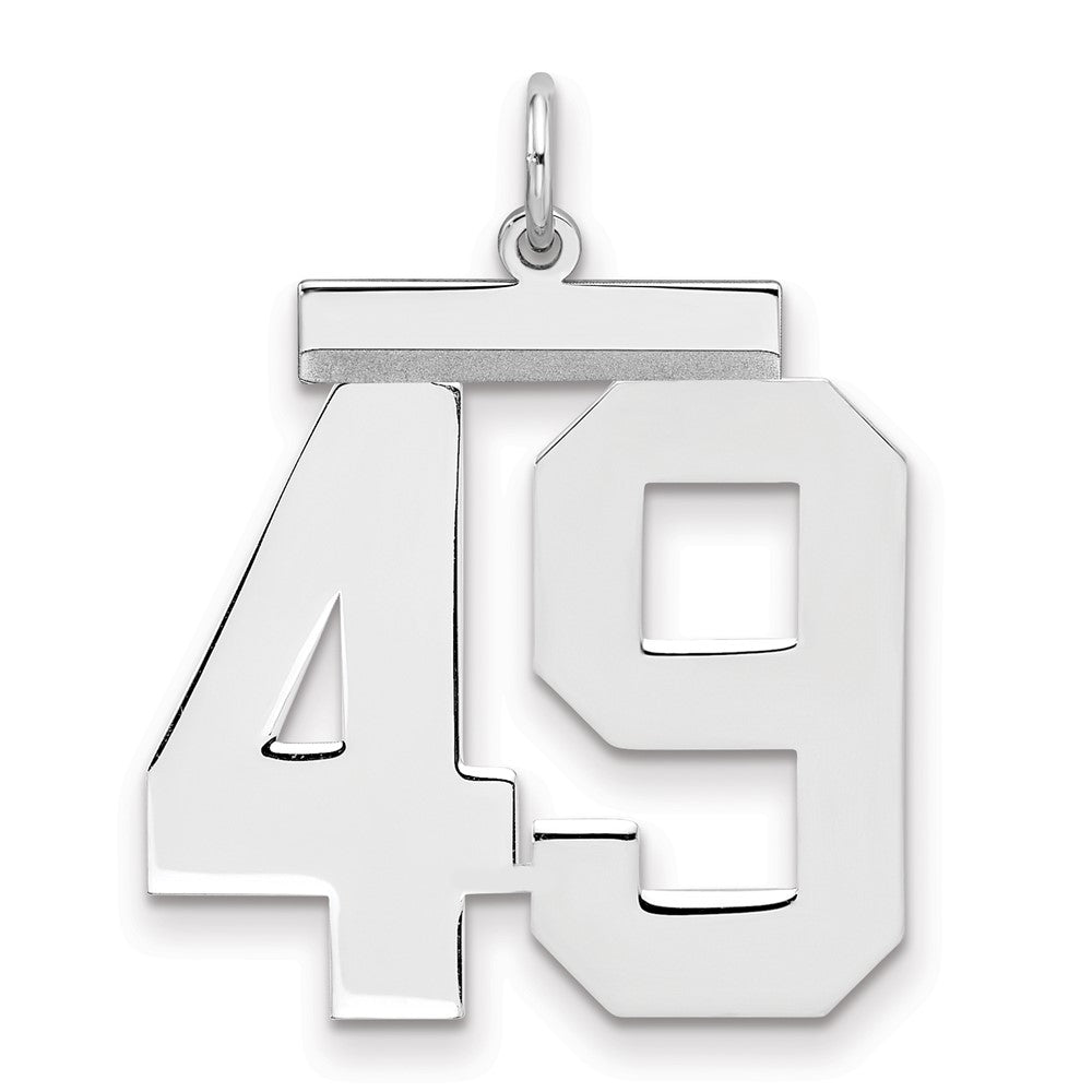 Sterling Silver/Rhodium-plated Polished Number 49 Charm - 2