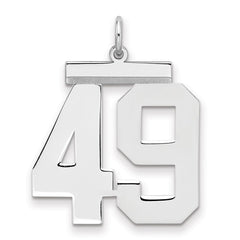 Sterling Silver/Rhodium-plated Polished Number 49 Charm - 2