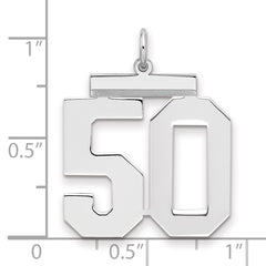 Sterling Silver/Rhodium-plated Polished Number 50 Charm - 3