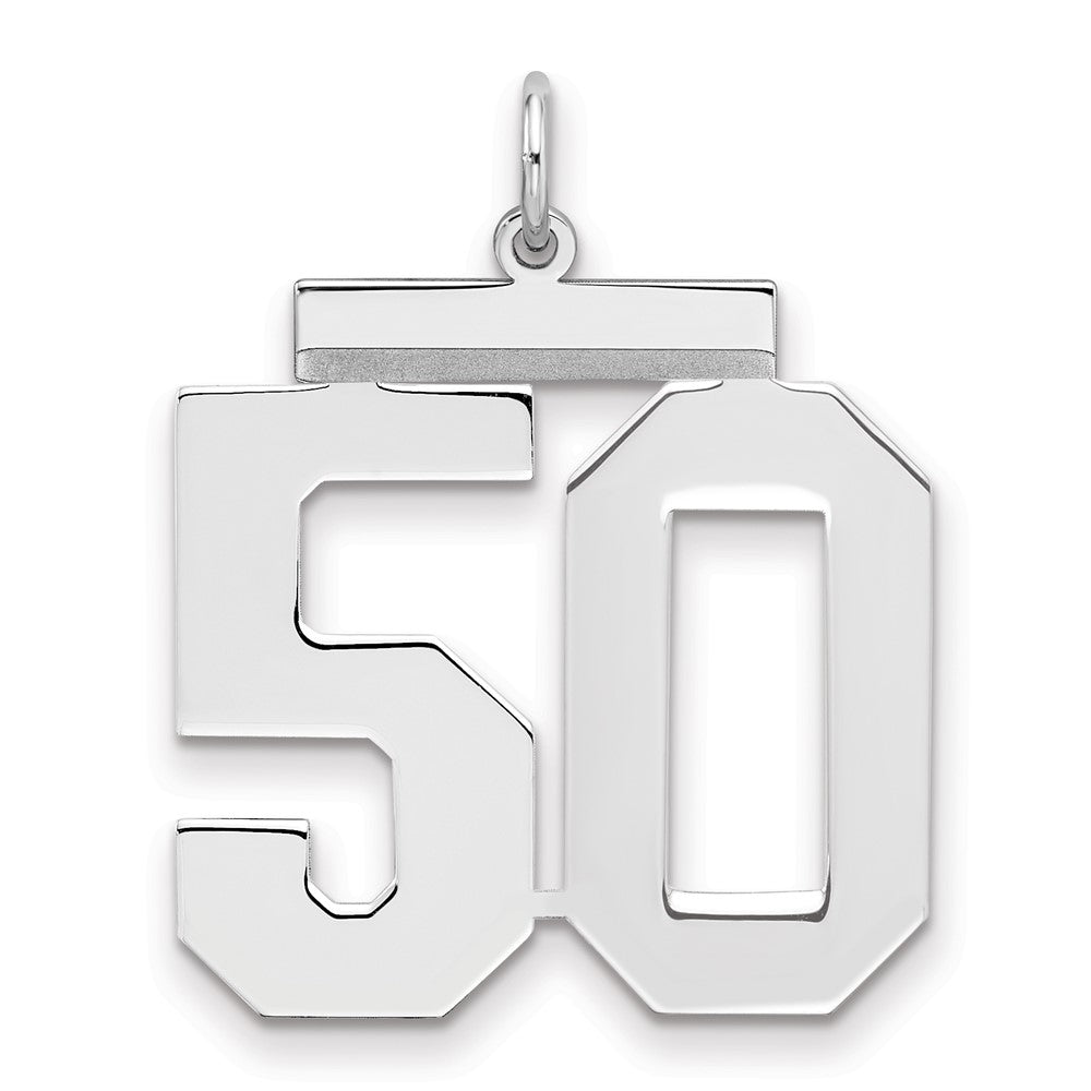 Sterling Silver/Rhodium-plated Polished Number 50 Charm - 3