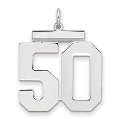 Sterling Silver/Rhodium-plated Polished Number 50 Charm - 3
