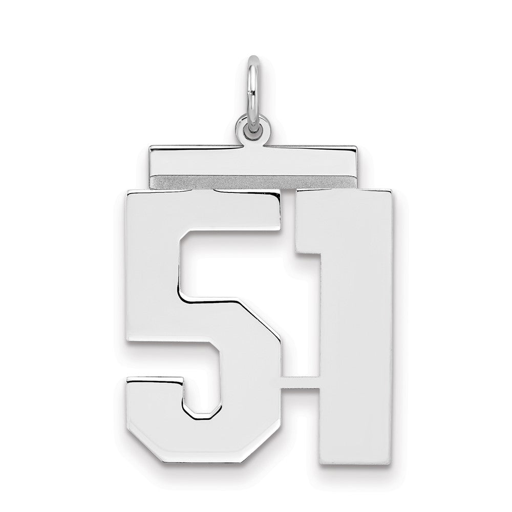 Sterling Silver/Rhodium-plated Polished Number 51 Charm - 3