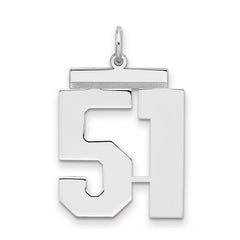 Sterling Silver/Rhodium-plated Polished Number 51 Charm - 3