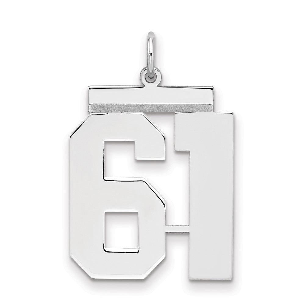 Sterling Silver/Rhodium-plated Polished Number 61 Charm - 2