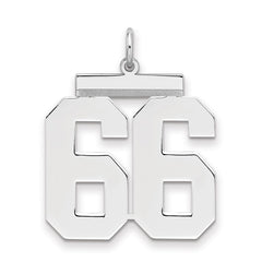 Sterling Silver/Rhodium-plated Polished Number 66 Charm