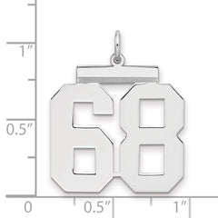 Sterling Silver/Rhodium-plated Polished Number 68 Charm - 2