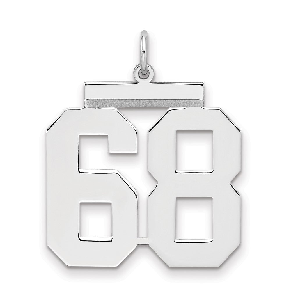 Sterling Silver/Rhodium-plated Polished Number 68 Charm - 2