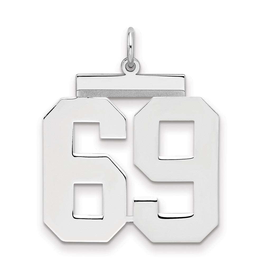 Sterling Silver/Rhodium-plated Polished Number 69 Charm - 3
