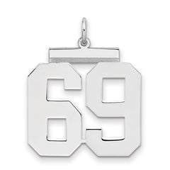 Sterling Silver/Rhodium-plated Polished Number 69 Charm - 3