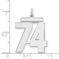 Sterling Silver/Rhodium-plated Polished Number 74 Charm - 3