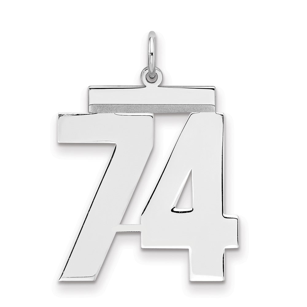 Sterling Silver/Rhodium-plated Polished Number 74 Charm - 3