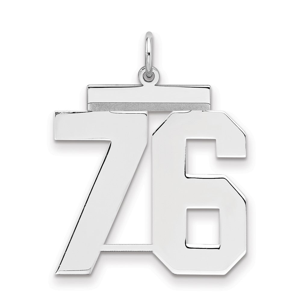 Sterling Silver/Rhodium-plated Polished Number 76 Charm - 2