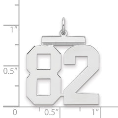 Sterling Silver/Rhodium-plated Polished Number 82 Charm