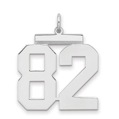 Sterling Silver/Rhodium-plated Polished Number 82 Charm