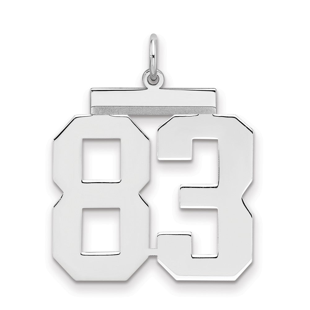 Sterling Silver/Rhodium-plated Polished Number 83 Charm - 3