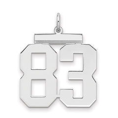 Sterling Silver/Rhodium-plated Polished Number 83 Charm - 3