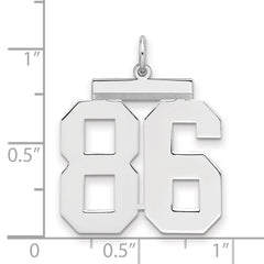 Sterling Silver/Rhodium-plated Polished Number 86 Charm