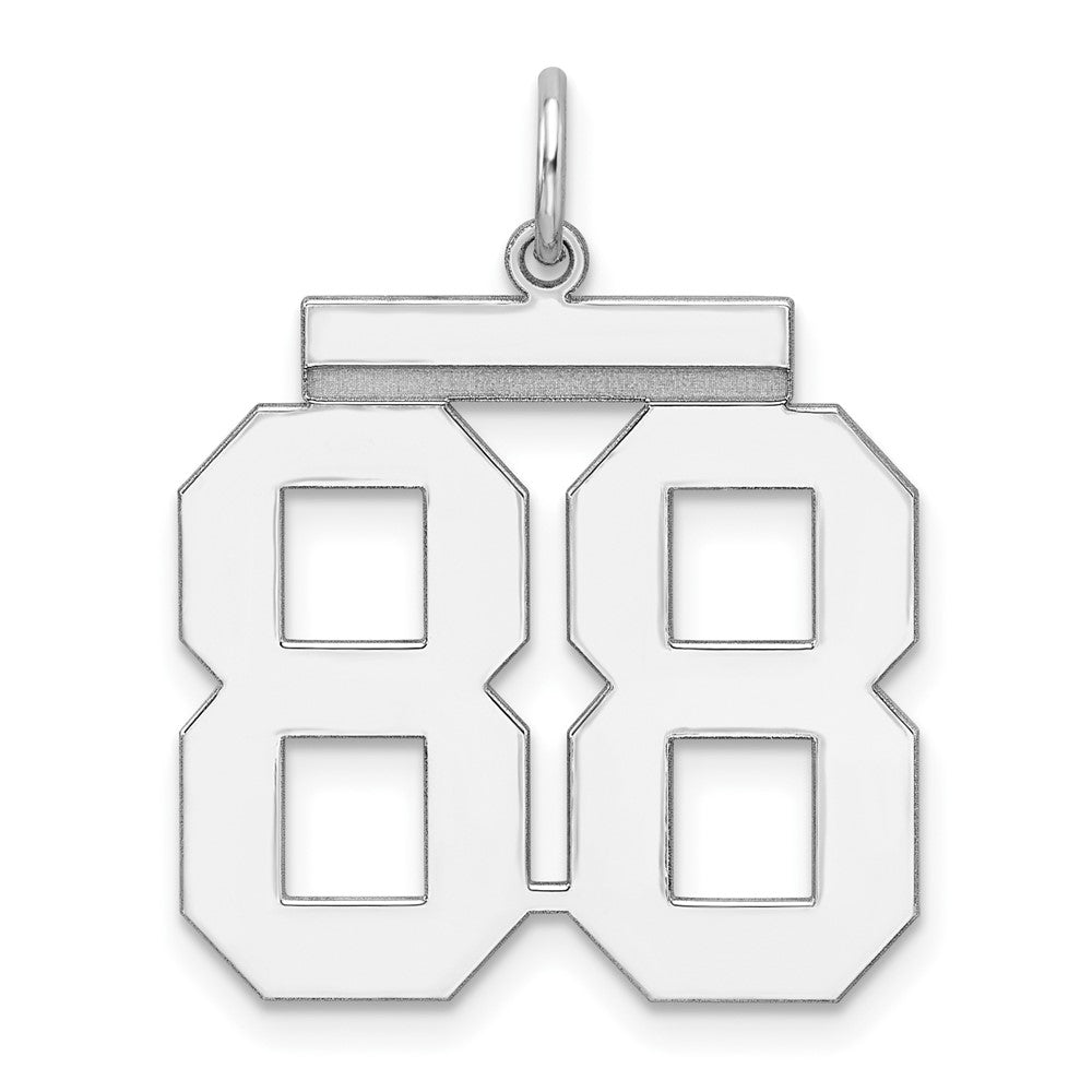 Sterling Silver/Rhodium-plated Polished Number 88 Charm - 3