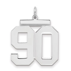 Sterling Silver/Rhodium-plated Polished Number 90 Charm - 2