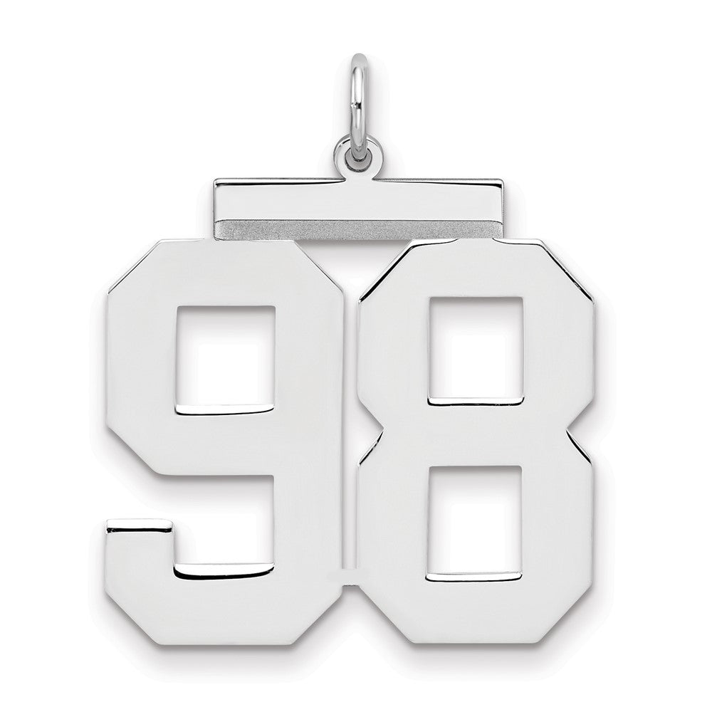 Sterling Silver/Rhodium-plated Polished Number 98 Charm - 2