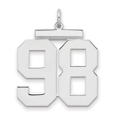 Sterling Silver/Rhodium-plated Polished Number 98 Charm - 2