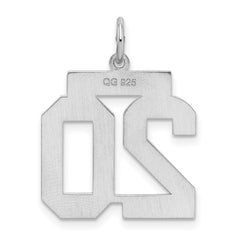 Sterling Silver/Rhodium-plated Satin Number 20 Charm - 2