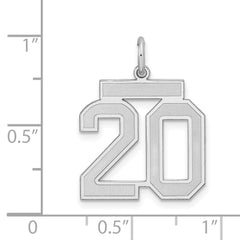 Sterling Silver/Rhodium-plated Satin Number 20 Charm - 2