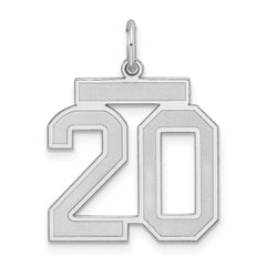 Sterling Silver/Rhodium-plated Satin Number 20 Charm - 2