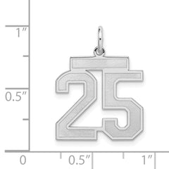 Sterling Silver/Rhodium-plated Satin Number 25 Charm - 2