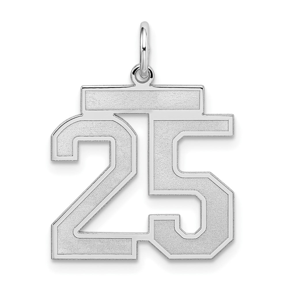 Sterling Silver/Rhodium-plated Satin Number 25 Charm - 2