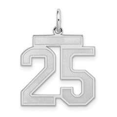 Sterling Silver/Rhodium-plated Satin Number 25 Charm - 2