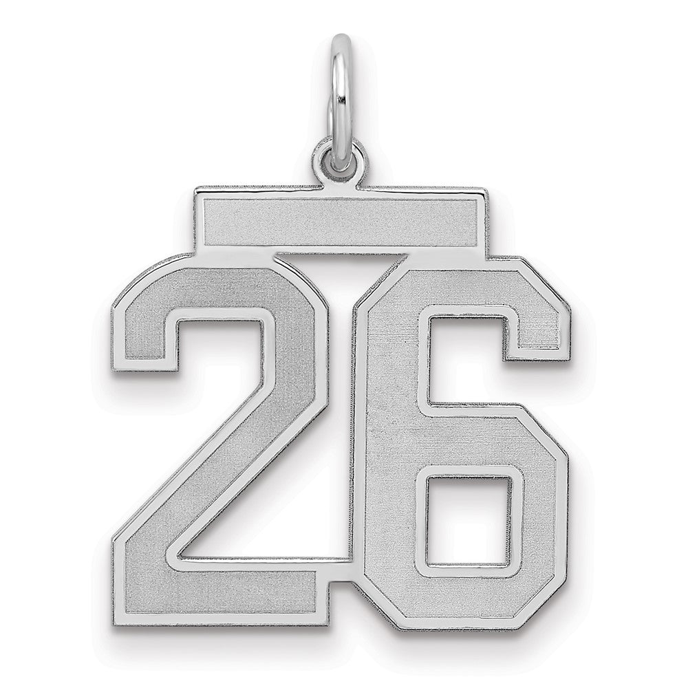Sterling Silver/Rhodium-plated Satin Number 26 Charm - 3
