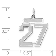 Sterling Silver/Rhodium-plated Satin Number 27 Charm - 2