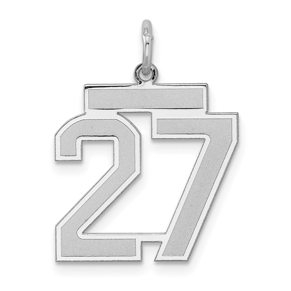 Sterling Silver/Rhodium-plated Satin Number 27 Charm - 2