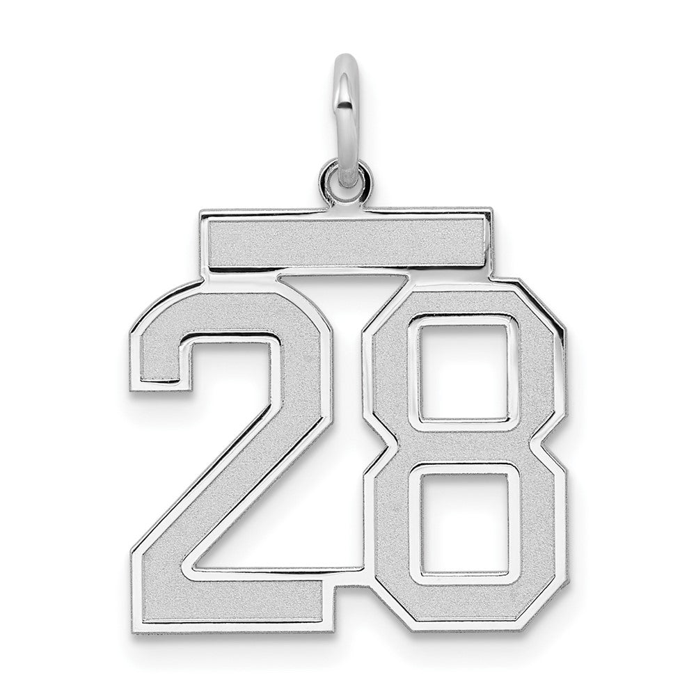 Sterling Silver/Rhodium-plated Satin Number 28 Charm - 3