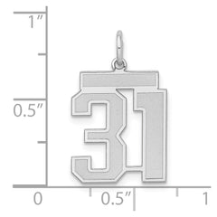 Sterling Silver/Rhodium-plated Satin Number 31 Charm - 2
