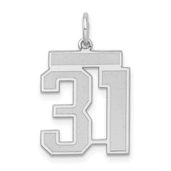 Sterling Silver/Rhodium-plated Satin Number 31 Charm - 2
