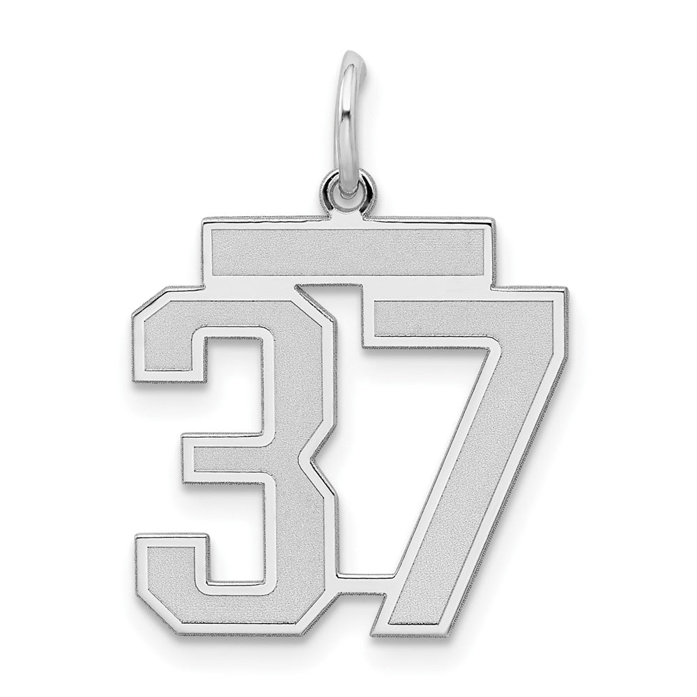 Sterling Silver/Rhodium-plated Satin Number 37 Charm - 3