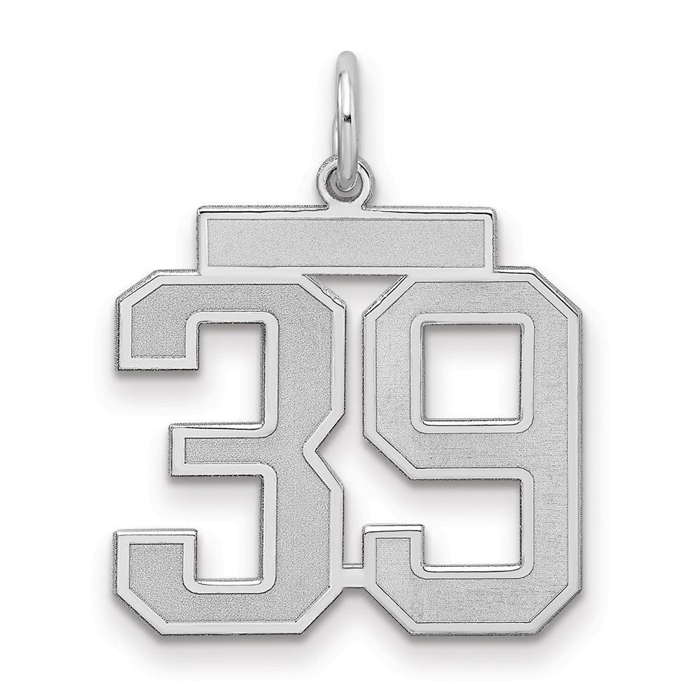 Sterling Silver/Rhodium-plated Satin Number 39 Charm - 3