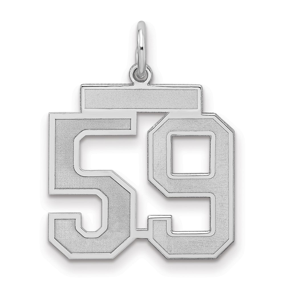 Sterling Silver/Rhodium-plated Satin Number 59 Charm - 3