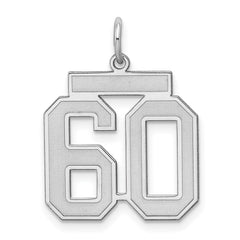Sterling Silver/Rhodium-plated Satin Number 60 Charm - 3